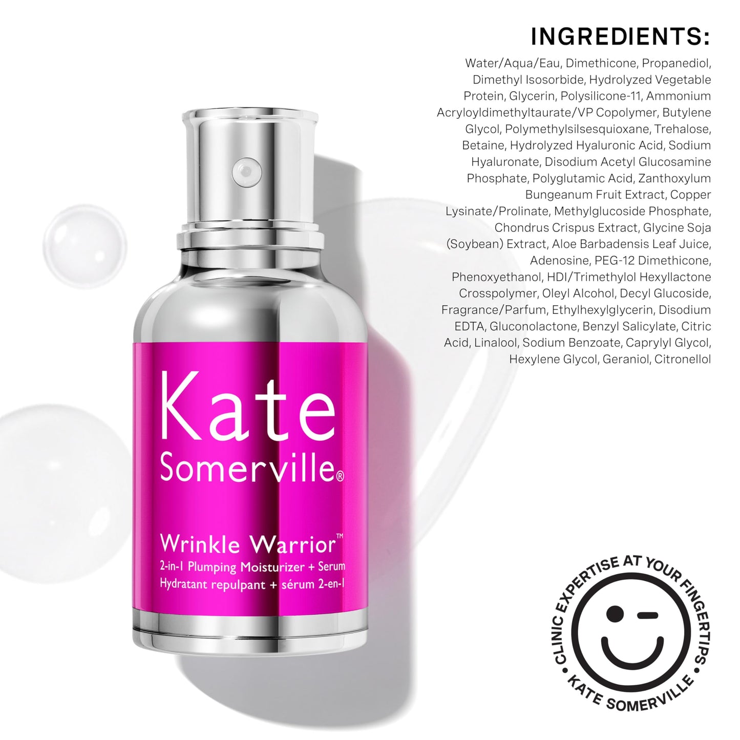 Kate Somerville Wrinkle Warrior® 2-in-1 Plumping Moisturizer + Serum – Hydrating Formula with Hyaluronic Acid, Smooths Fine Lines, Firms Skin & Boosts Radiance, 1.7 Fl Oz
