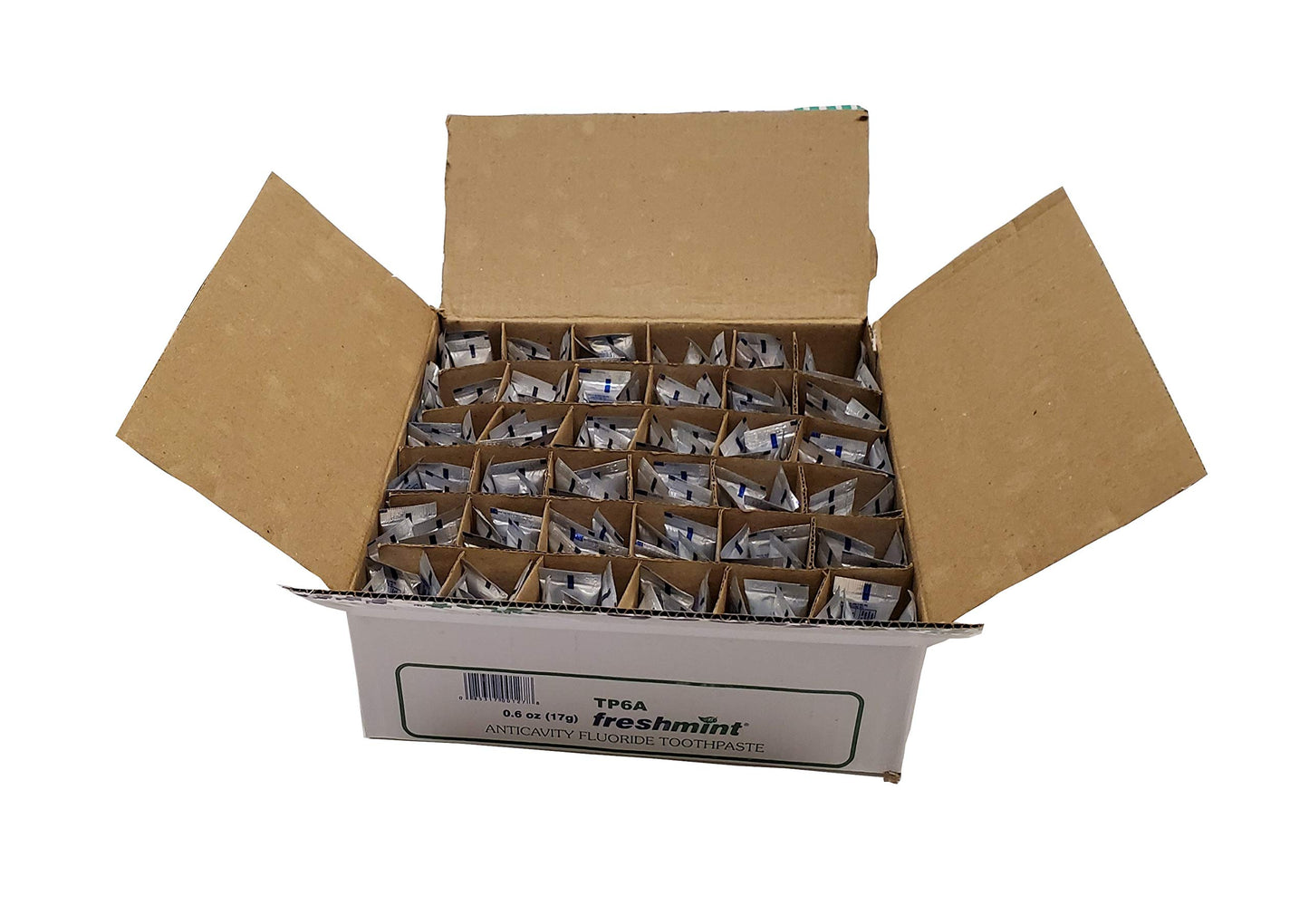 144 Tubes of Freshmint 0.6 oz. Anticavity Fluoride Toothpaste, Metallic Tube, Tubes do not have Individual Boxes for Extra Savings, Travel Size