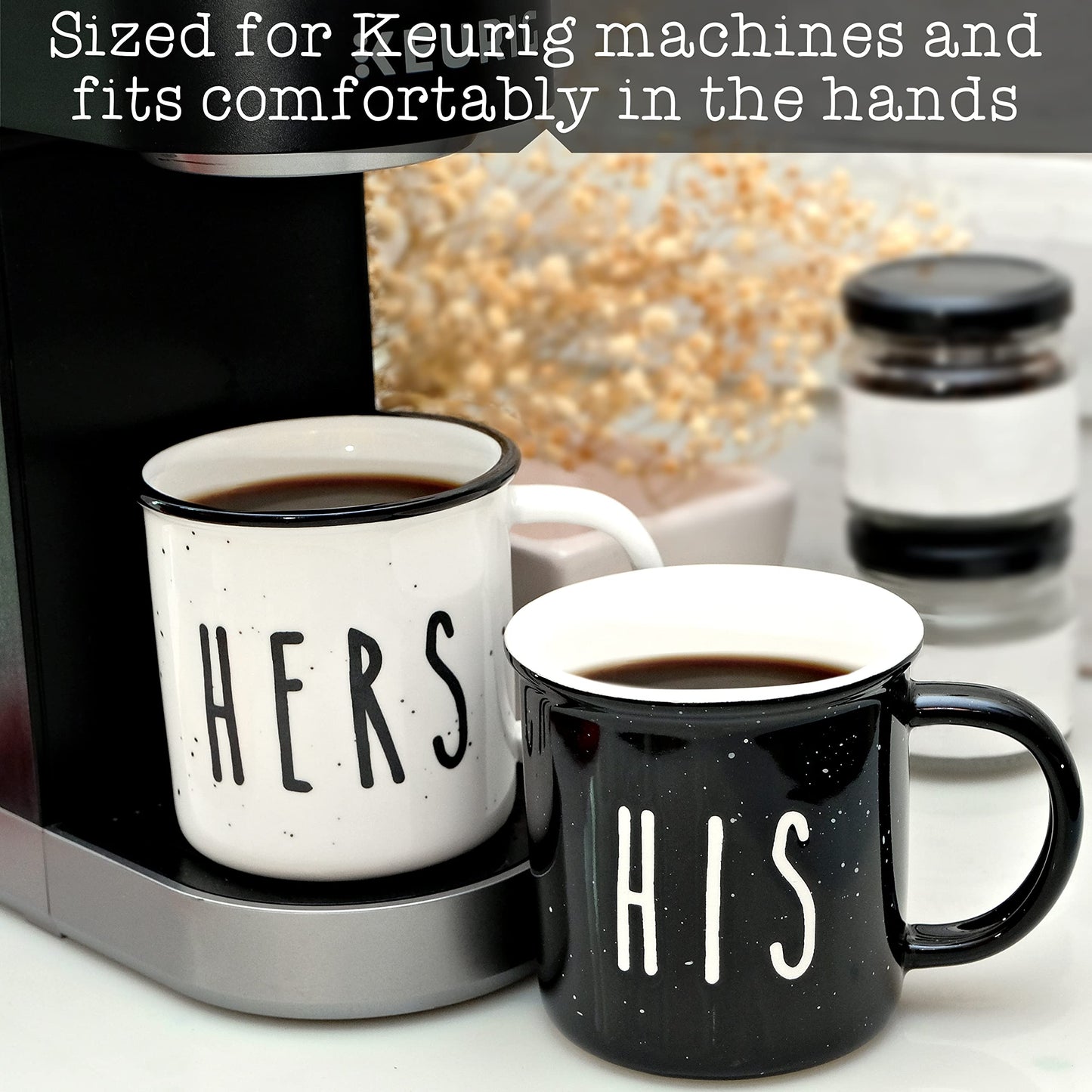 His And Hers Mugs Set Of 2 Coffee Mug 11 Ounce, Cute Matching Coffee Mug Couples for Anniversary, Engagement Him Her Gift