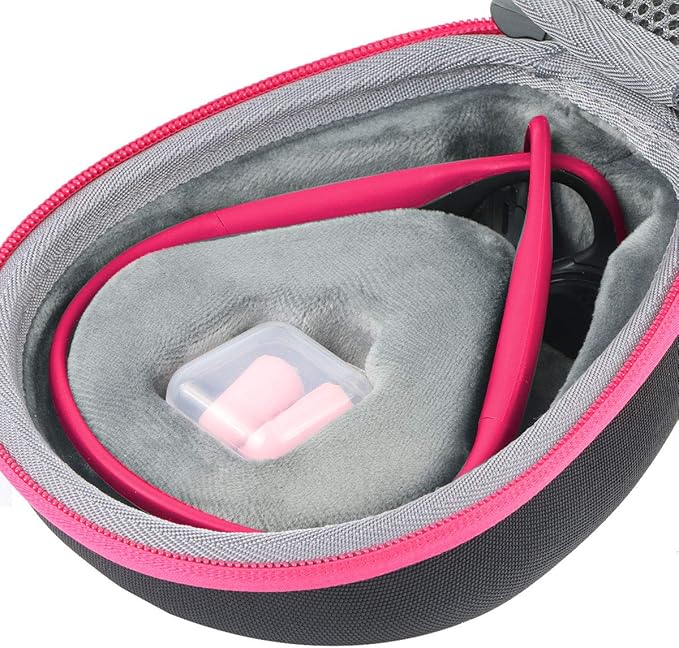 co2CREA Hard Case for SHOKZ New OpenRun Pro 2/1, OpenRun, OpenMove, OpenSwim Pro, OpenSwim, Compatible with All SHOKZ Open-Ear Bone Conduction Sport Headphones, Black Case + Pink Zipper