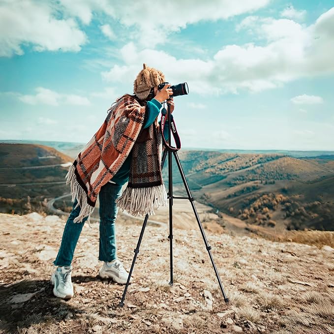 71″ Camera Tripod Aluminum Tall Tripod Stand Compatible with Canon Nikon with Wireless Remote Phone Holder and Bag Max Load 6.6 LB