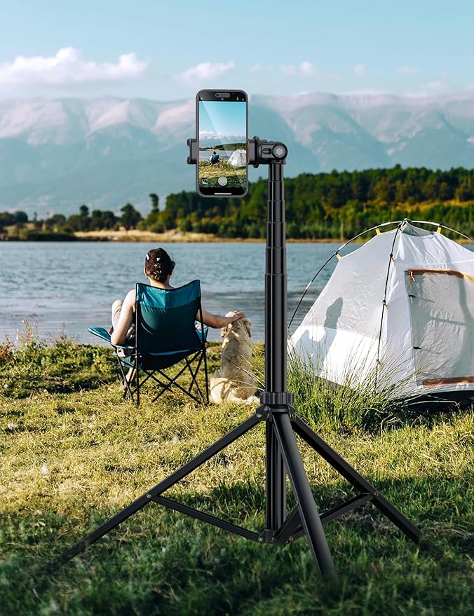 86'' Phone Tripod & Selfie Stick, Tripod for iPhone with Detachable Remote, Portable Phone Tripod Stand for Video Recording, Travel Tripod for Cell Phone, Compatible with Smartphones, DSLR