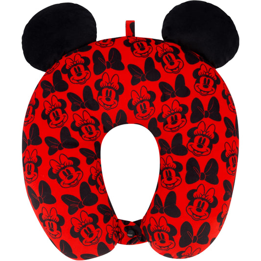 Disney Minnie Mouse Travel Neck Pillow for Airplane, Car and Office Comfortable and Breathable, Red/Black