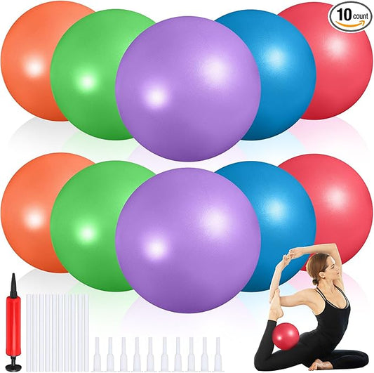 Aoriher 10 Pieces 9 Inch Exercise Pilates Ball Yoga Therapy Core Ball for Yoga Stability Barre Training Stretching Physical Posture Training Gym