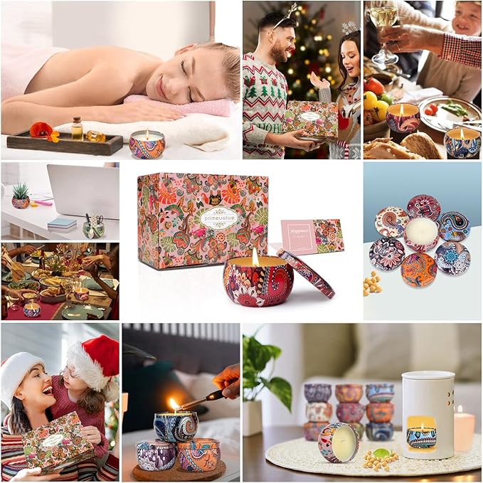 Scented Candles Gift Set for Women, 12 Pack 2.5 Oz Soy Wax Travel Tin Aromatherapy Candles for Home Scented, Perfect for Birthday, Christmas, Stress Relief, Spa, Bath, and Home Decor