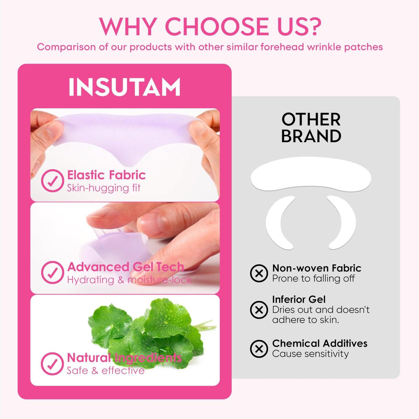 Insutam Forehead Wrinkle Patches for Anti-wrinkles: Overnight Face Wrinkles Patches to Lift Smile Lines for Women (PINK)