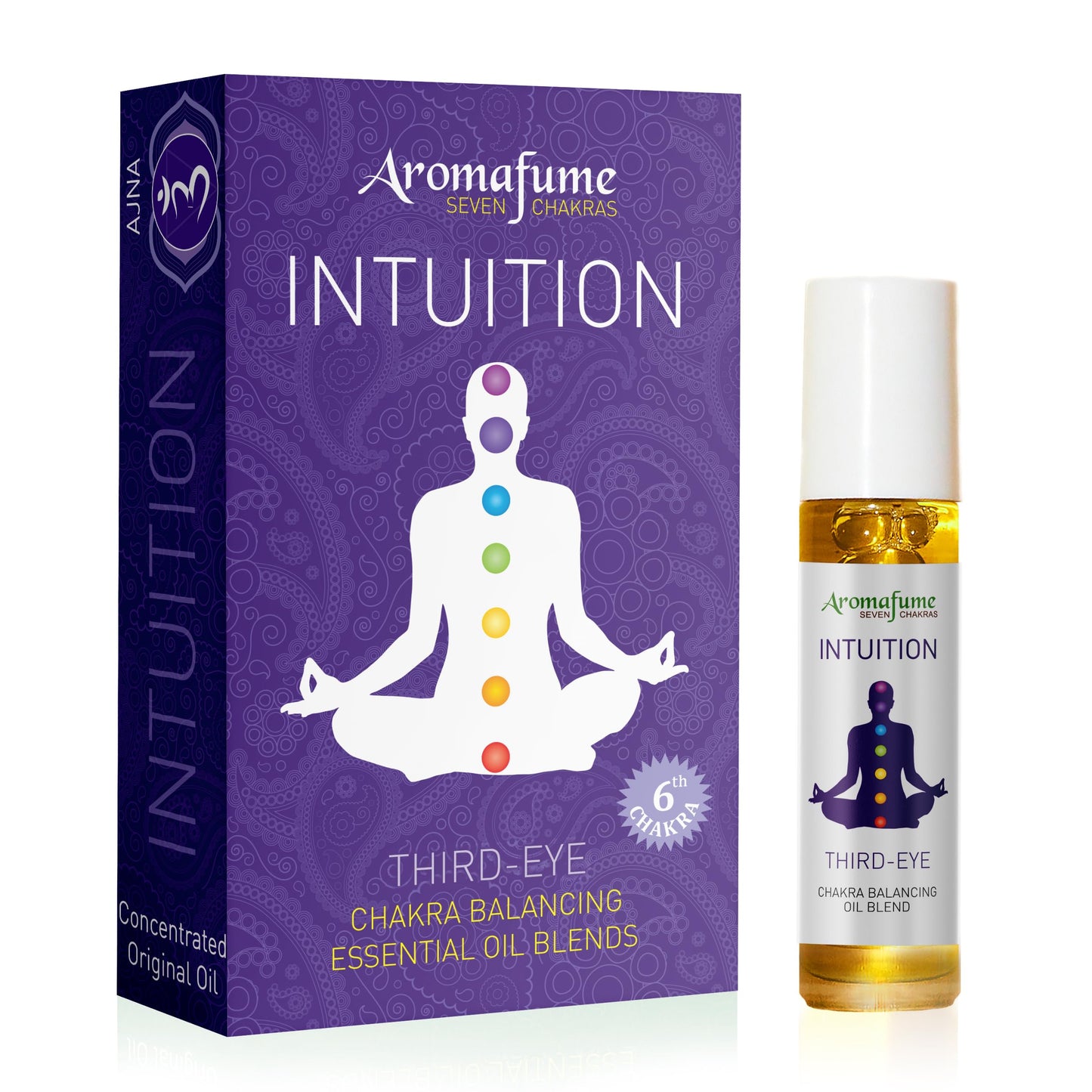 Third Eye Chakra Essential Oil Roll-On Blend by Aromafume | 10ml/0.33 fl oz | Ajna | Aromatherapy Oils for Chakra Balance | Rose & Juniper Extracts | Amethyst Incense for Meditation, Yoga, Reiki