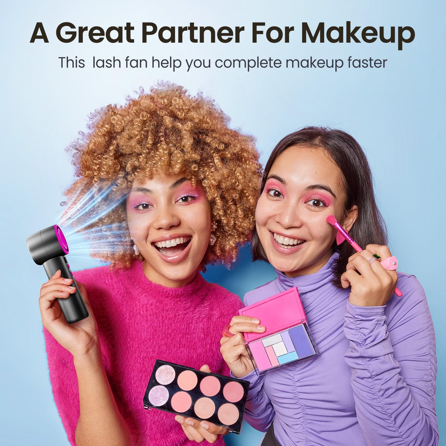 BURLAN Quickly Cooling Mini Fan [13-30 Working Hours], Portable, Rechargeable with USB, Pocket Hand Fan for Makeup, Travel, Camping, Outdoor (Black)