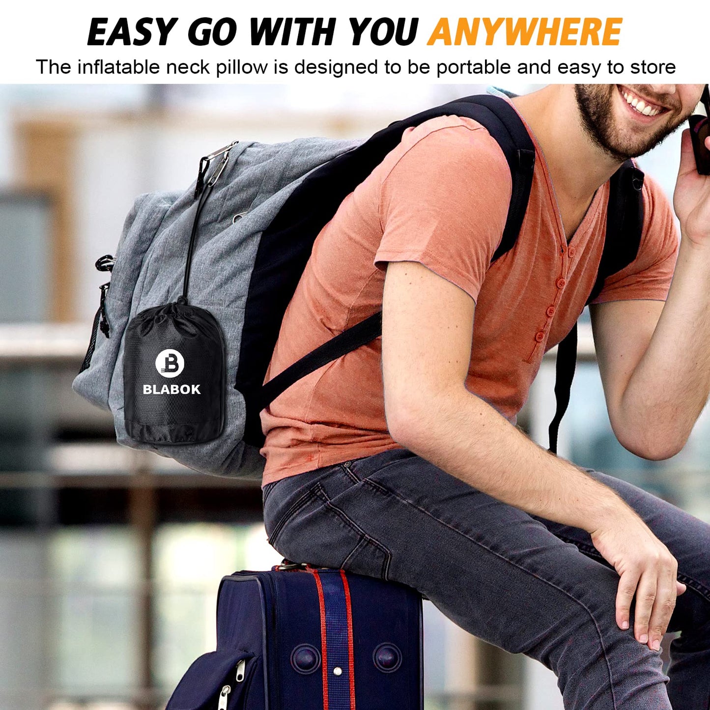 Inflatable Travel Pillow,Multifunction Travel Neck Pillow for Airplane to Avoid Neck and Shoulder Pain,Support Head,Neck,Used for Sleeping Rest, Airplane and Home Use,with Eye Mask, Earplugs, Black