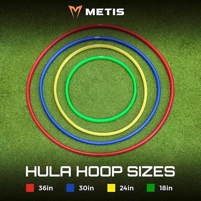 METIS Hula Hoops | Pack of 6 or 12 | Fitness, Exercise, Gymnastics, Kids, Adults, Dog Agility [Available in 4 Sizes]
