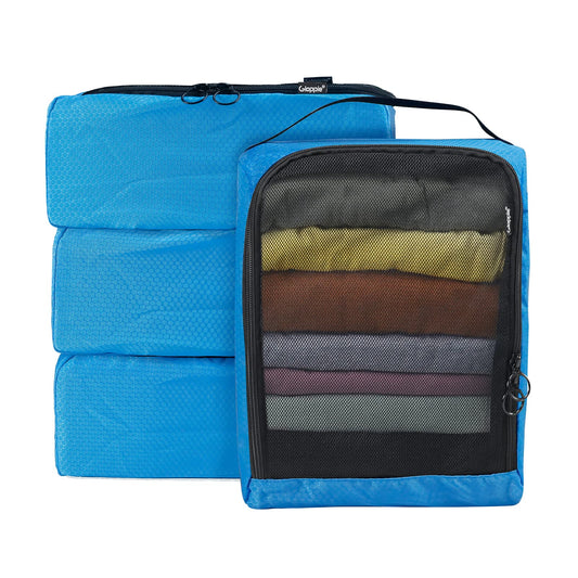 4-PACK Blue Organizer Cubes - Pack Luggage, Suitcase and Carry On Cubes