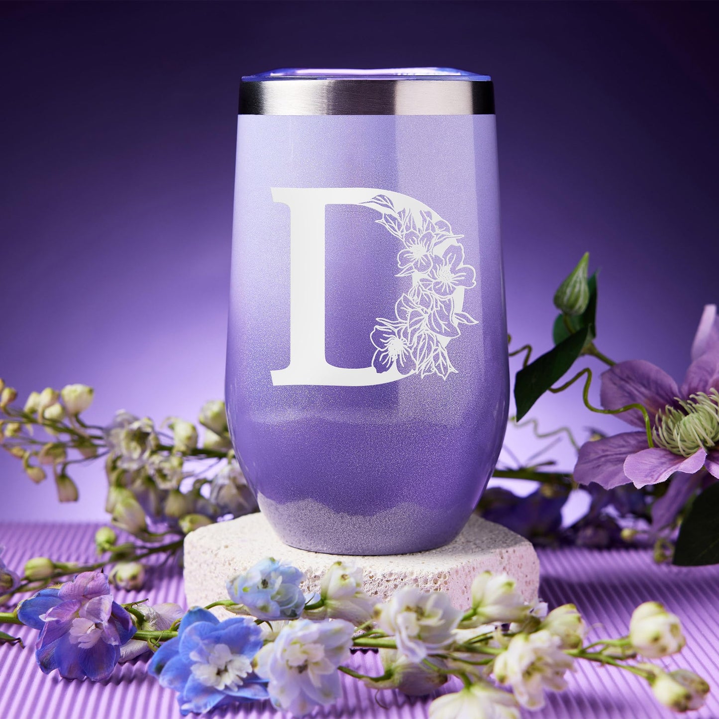 Self Care Gifts for Women, Unique Birthday Gifts, Thinking of You, Get Well Soon Care Package with 20oz Initial Tumbler, Christmas Relaxing Spa Gift Box Basket for Her Sister Best Friends Mom (D)