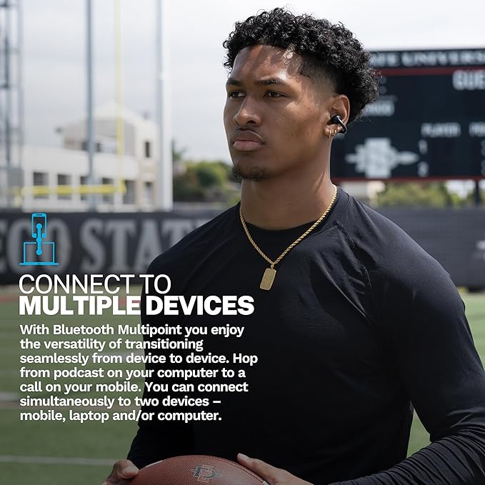 JLab Flex Open Earbuds, Clip-on Cuff Design, Wireless Open-Ear Audio Freedom Effortless Fit, Safe Listening, Bluetooth Multipoint, Customize with The App, Black