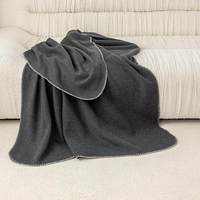 CAI TENG Fleece Blankets Bulk 6 Pack Throw Blanket 50 X 60 inch Lightweight Warm Soft Cozy Pet-Friendly Kids Blanket Solid for Sofa Bed Wedding Yard Dark Grey Melange