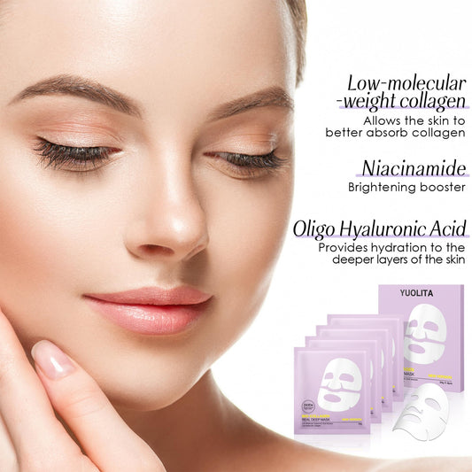 YUOLITA Deep Collagen Jelly Gel Face Mask,Bio-Collagen Facial Mask for Glass Glow Skin,Hydrating Hydrogel sheet Overnight Mask, low molecular weight collagen for lifting, firming, and moisturizing