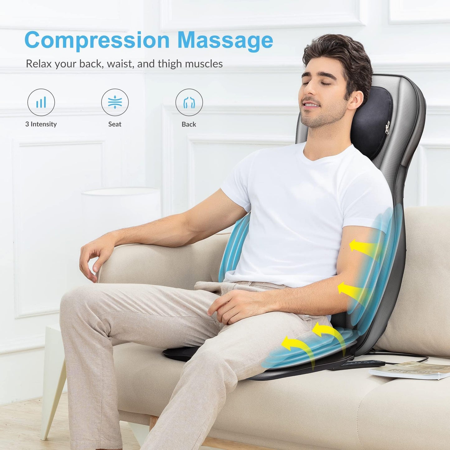 COMFIER Shiatsu Neck Back Massager with Heat, 2D ro 3D Kneading Massage Chair Pad, Adjustable Neck Massage,Seat Massager for Full Body Relaxation, Christmas Gifts for Dad Mom Women Men,Dark Gray