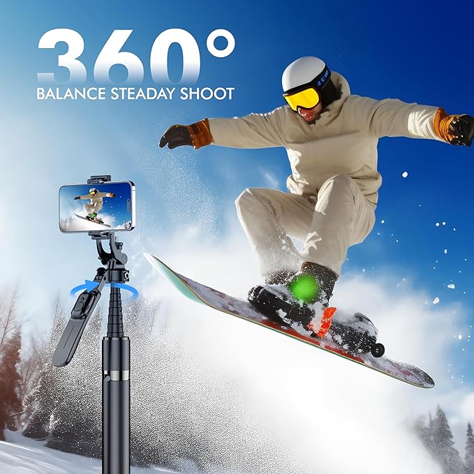 80" Extra Tall Tripod for iPhone with Remote, 360° Rotating All-in-1 Extendable Selfie Stick for iPhone, Phone Tripod Stand for Video Recording, Compatible with Android, Camera, GoPro