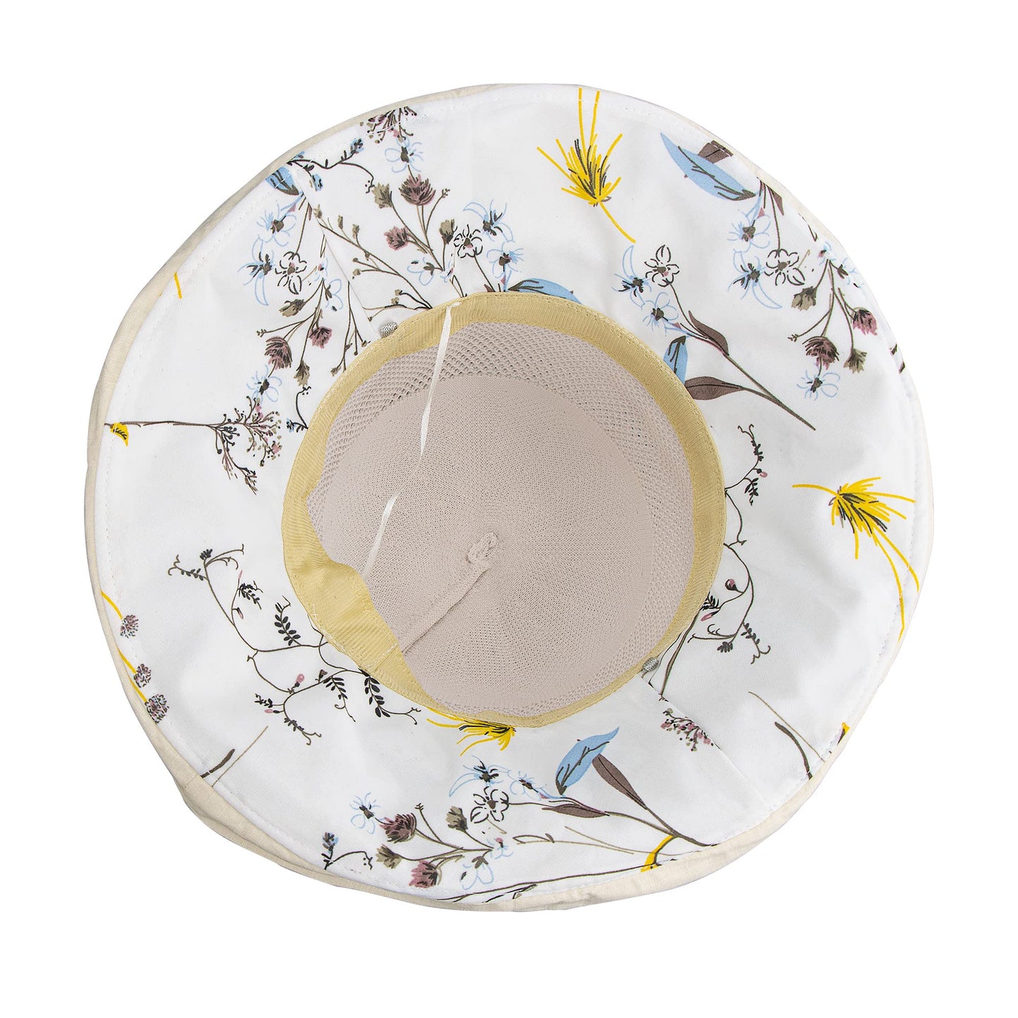 Women's-Mesh-Sun-Hats Wide-Brim Summer Beach Bucket Caps for Girls Outdoor-UV-Protection Foldable-Fishing-Hat Chin Strap Beige