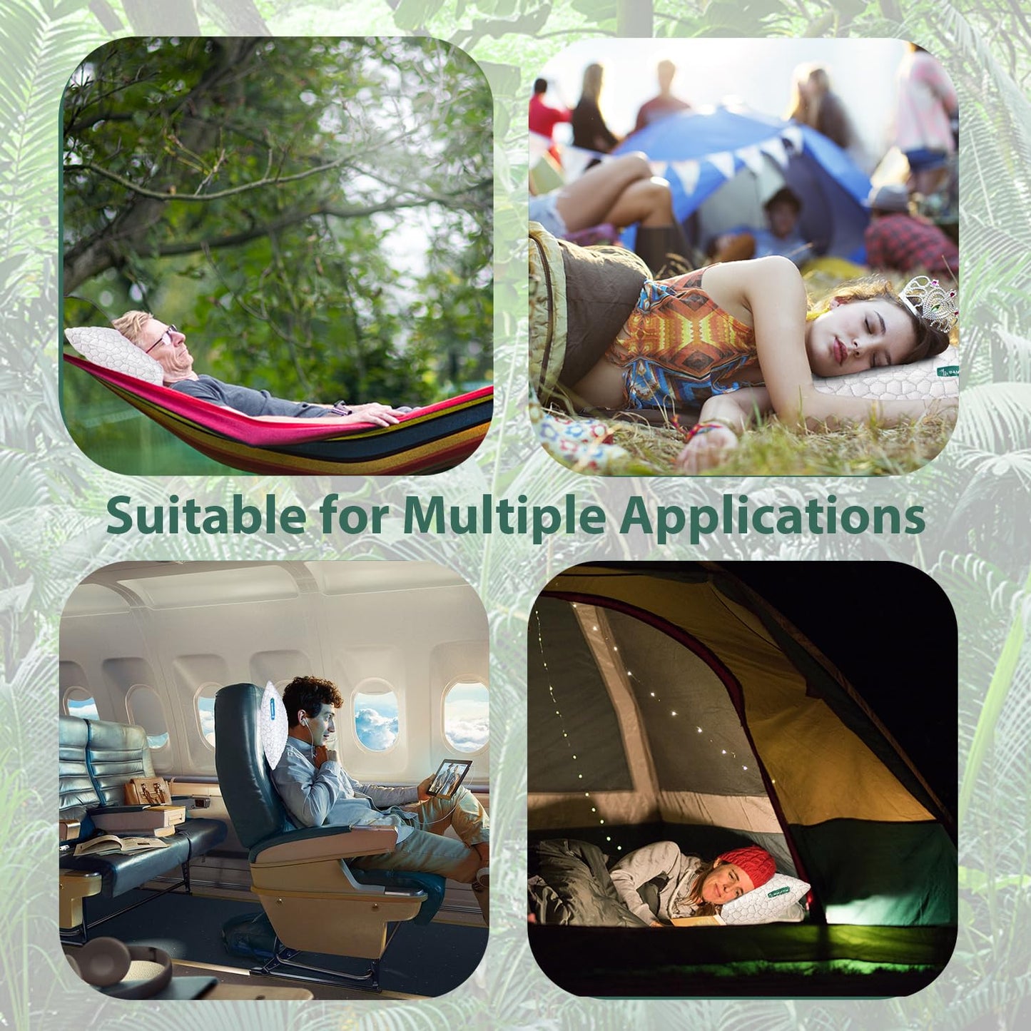 QUTOOL Small Travel Pillows for Sleeping, Cooling Memory Foam Camping Pillow, Backpacking for Hiking Gear, Portable Pillow with Travel Storage Bag, Camping Essentials for Adults Kids