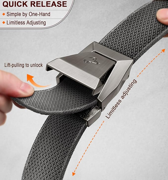 BULLIANT Men Belt 2 Pack,Nylon Web Holster Belt Stretch for Gift Men Outdoor Work Sports Hunting Hiking,Quick Release