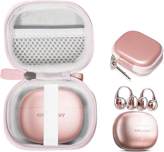 CaseSack Case for King Lucky i121 Clip on Earbuds Open Ear Wireless Bluetooth 5.4 Headphones (Rose Gold)