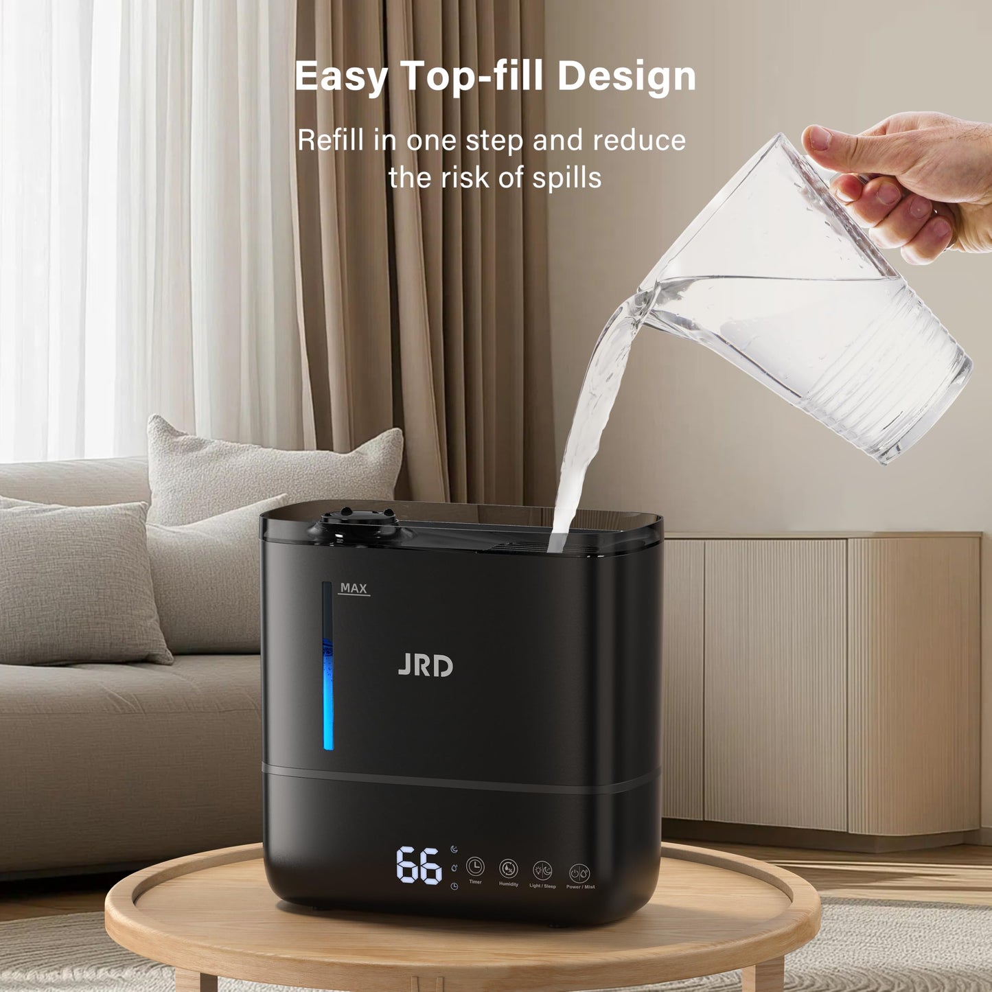 JRD Top Fill 4L Humidifiers for Bedroom, Cool Mist Humidifiers for Large Room, 40H Runtime, 360° Nozzle, Essential Oil Diffuser, Ultrasonic Humidifier for Home Baby Plants