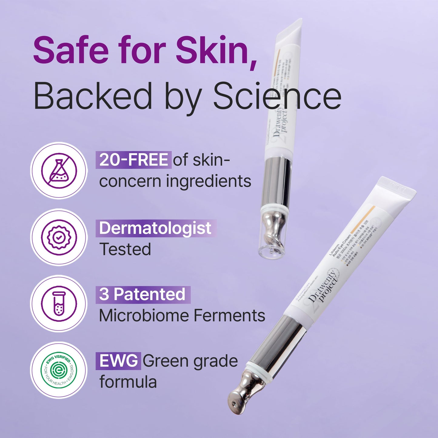 Dr.twentyproject Lifderm Eye Cream with Collagen & Vibrating Device for Wrinkles, Anti-Aging, Dark Circles – Lifting, Firming, Tightening, Depuffing, Nourishing Korean Skincare (20ml 0.6 fl oz)