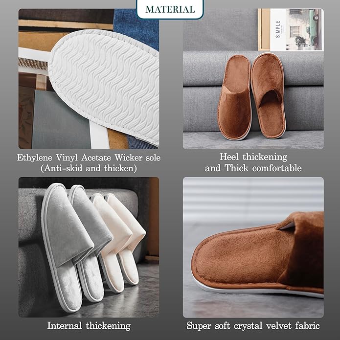 6-10 Pairs Spa Slippers, Non Slip Disposable Slippers For Guest, Washable Reusable, Which Can Be Used As Women Men, House, Indoor, Bathroom, Bedroom, Hotel, Bride Slippers
