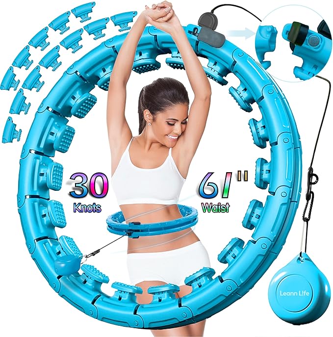 30/12 Knots, Upgraded Magnetic Lock Weighted Hula Hoop for Adults Weight Loss, Infinity Hoop Plus Size, Children Adults Home Outdoors, Fitness Exercise, Abdominal Toner