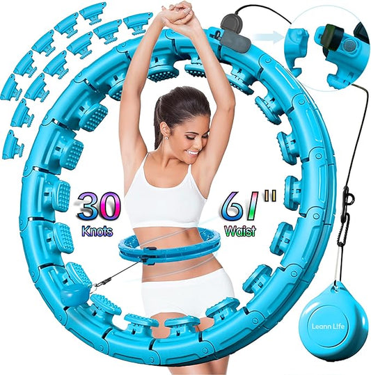 30/12 Knots, Upgraded Magnetic Lock Weighted Hula Hoop for Adults Weight Loss, Infinity Hoop Plus Size, Children Adults Home Outdoors, Fitness Exercise, Abdominal Toner