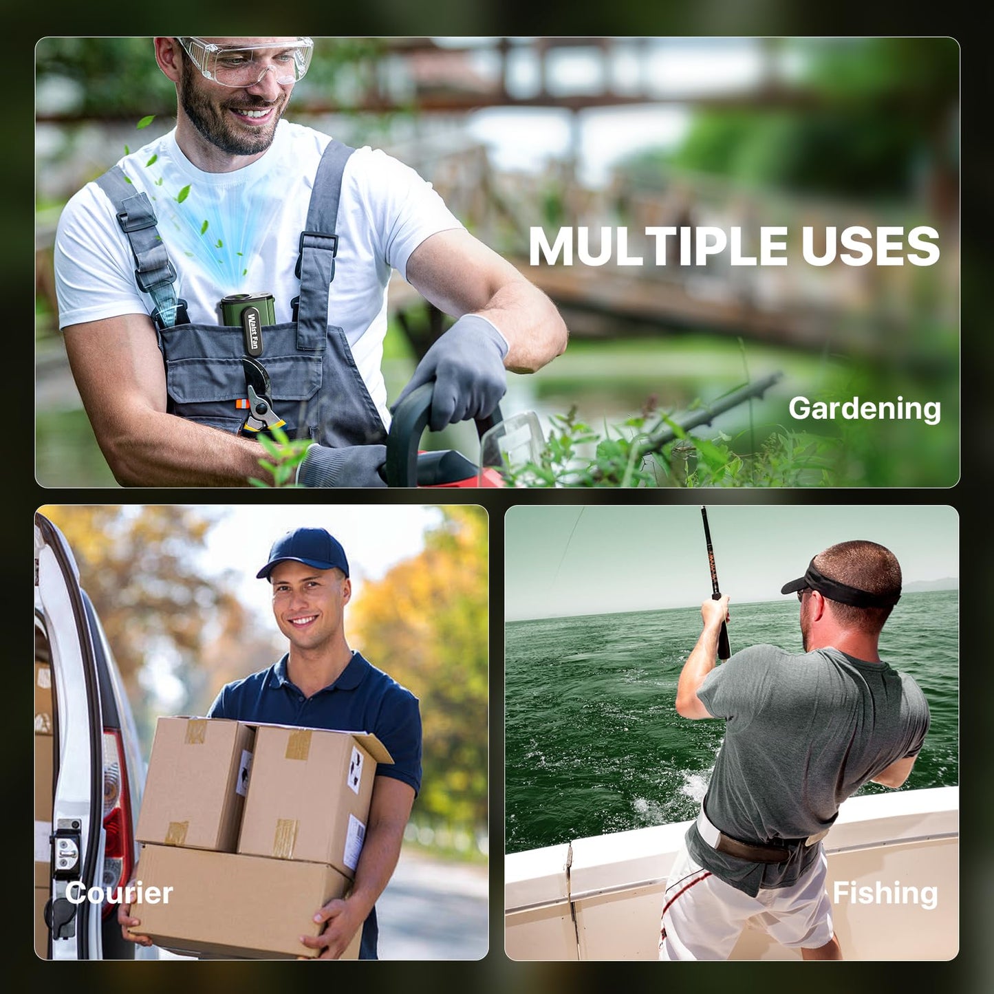 Portable Fan, Personal Waist Fan with 20000RPM Strong Airflow 4 Speeds Setting Hands-Free Hanging Neck Fan Rechargeable with up to 25H,Dual-Sided Clip on Wearable Belt design for Camping, Outdoor