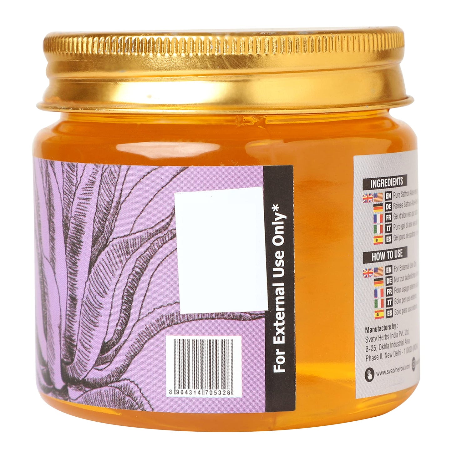 SVATV Saffron Aloe Vera Gel | Soothing Skin Hydration | Perfect for Sunburn | Paraben & Sulfate Free - 200g