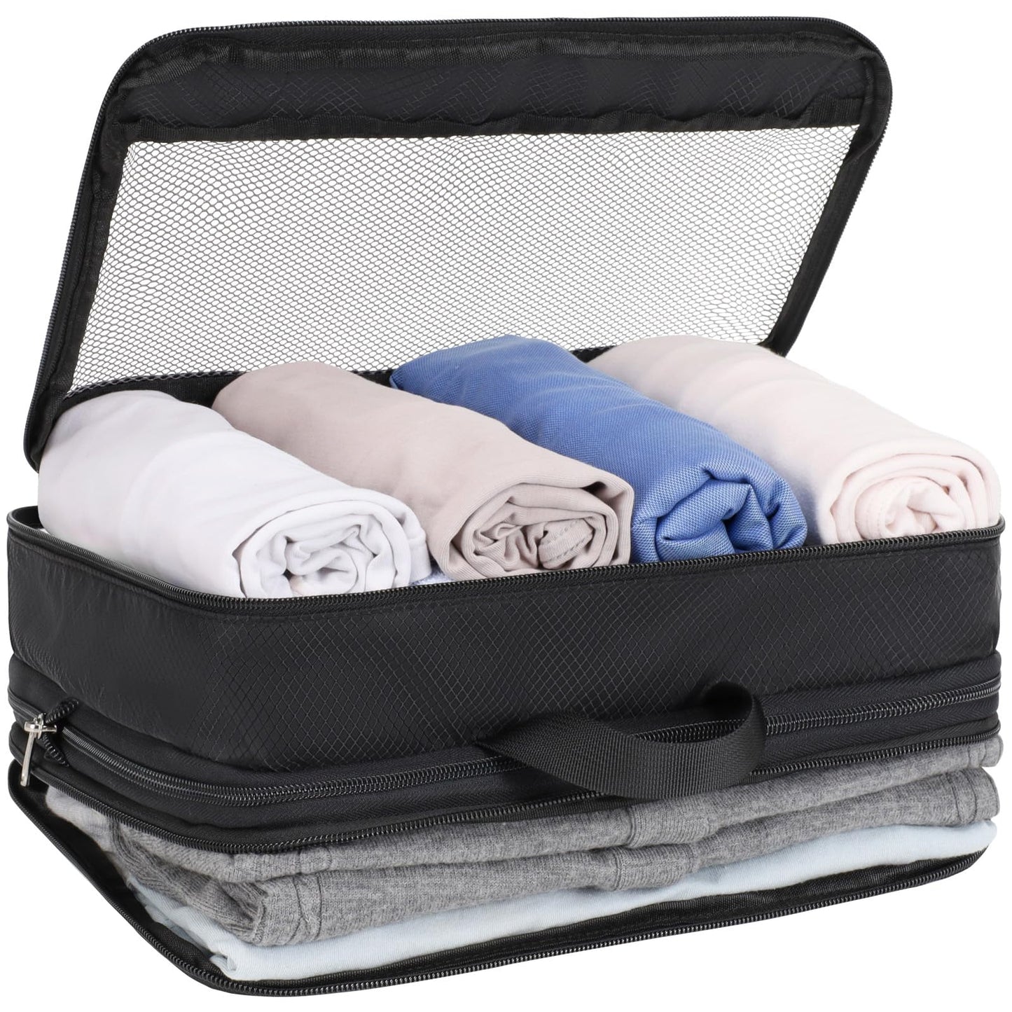 Cambond Double Sided Expandable Compression Packing Cubes - Separate Clean and Dirty Clothes See Through Mesh Compression Cubes for Travel, Efficient Packing Organizers for Road Trip, Cruise