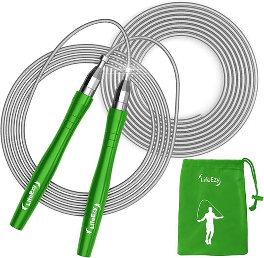 Jump Rope, High Speed Weighted Jump Rope - Premium Quality Tangle-Free - Self-Locking Screw-Free Design - Jump Ropes for Fitness - Skipping Rope for Workout Fitness, Crossfit & Home Exercises