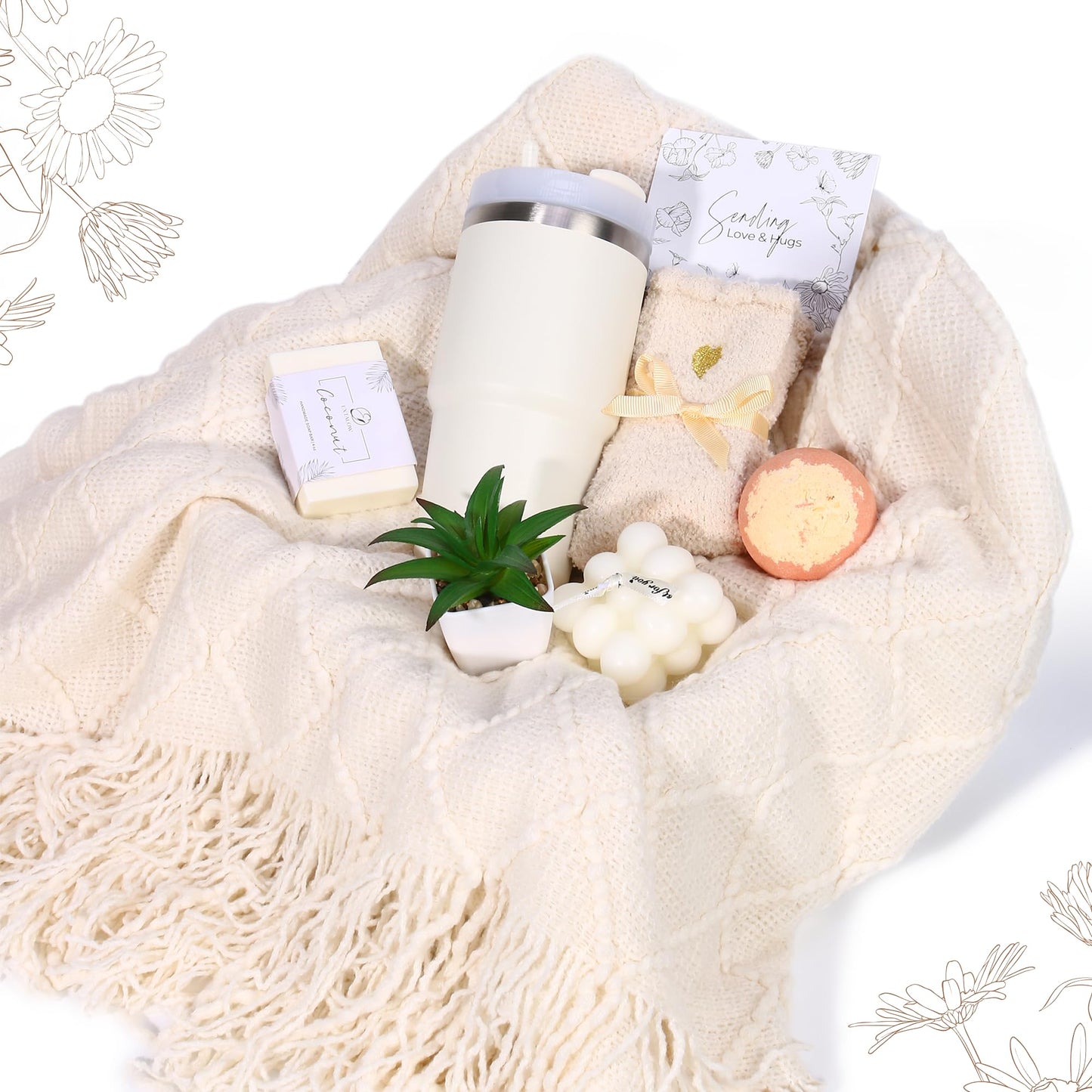 Care Package for Women Mothers Day Gifts Get Well Soon Gifts Birthday Gifts Self Care Gifts with Tumbler and Blanket Sympathy Gift for Women Gifts Basket for Her Mom Wife Sister Friend