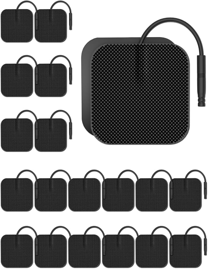 20Pack TENS Unit Electrode Pads with Reusable Self-Adhesive Performance, BHK-TENS Replacement Pads Compatible with TENS 7000/ TENS 3000/ AUVON/Neocarbon/TENKER, Eelectrodes Use 2mm Lead Wires