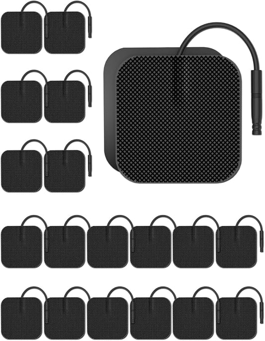 20Pack TENS Unit Electrode Pads with Reusable Self-Adhesive Performance, BHK-TENS Replacement Pads Compatible with TENS 7000/ TENS 3000/ AUVON/Neocarbon/TENKER, Eelectrodes Use 2mm Lead Wires