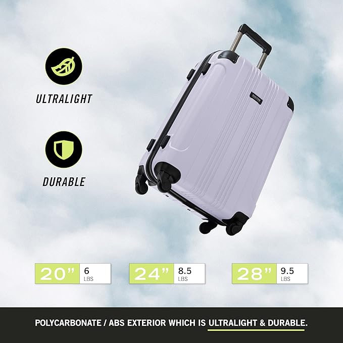 Kenneth Cole REACTION Bounds Lightweight Hardshell 4-Wheel Spinner Luggage, Lavender, 2-Piece Set (20" & 28")