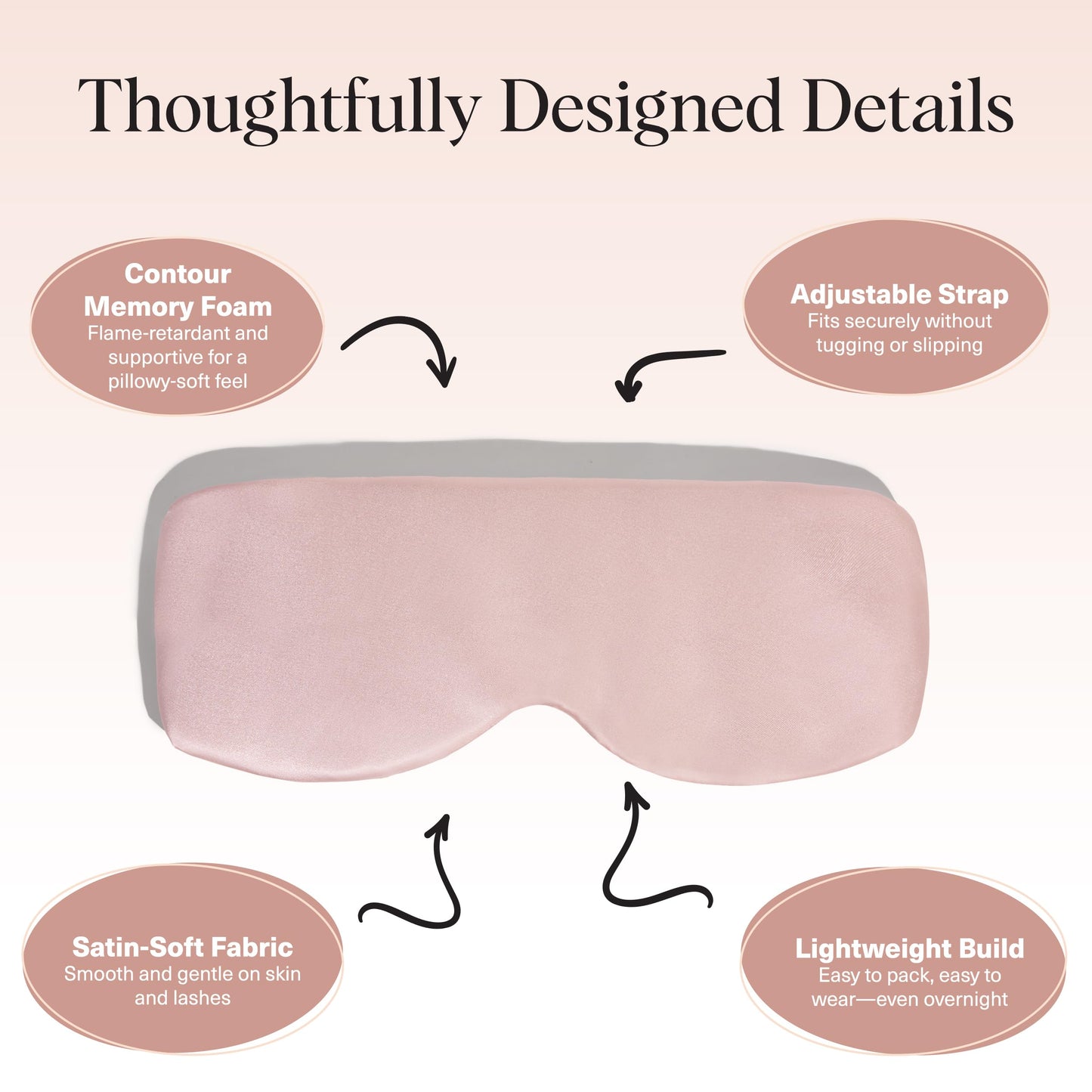 Kitsch Contour Pillow Eye Mask – Softer Than Silk Eye Mask for Sleeping, Blindfold Sleep Masks for Women & Men, No Eye Pressure, Lightweight, Eye Care, Travel Essentials - Blush