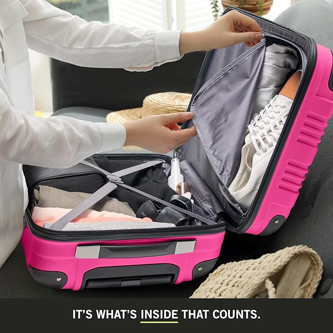 Kenneth Cole REACTION Out of Bounds Lightweight Hardshell 4-Wheel Spinner Luggage, Magenta, 2-Piece Set (20" & 28")