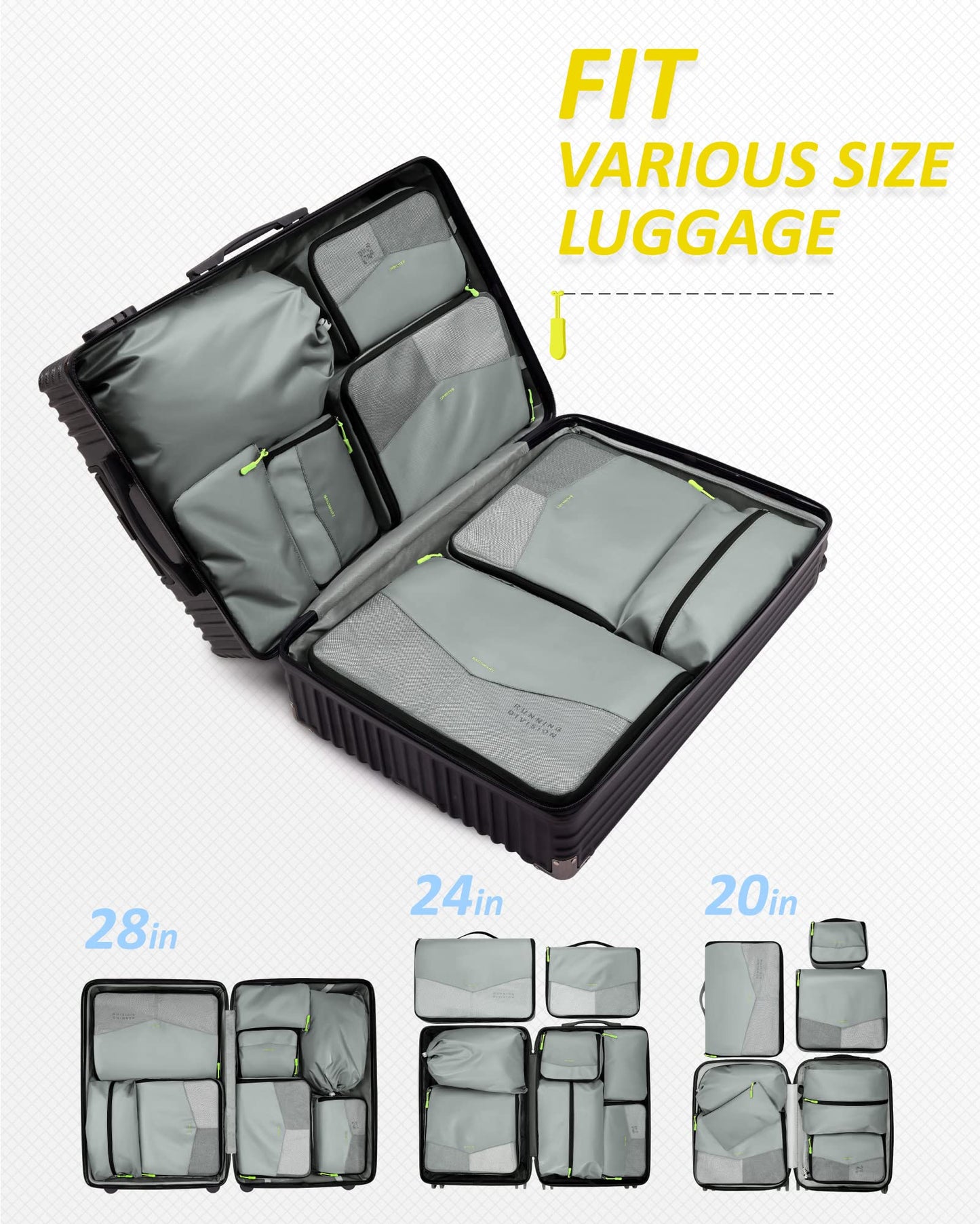 BAGSMART Packing Cubes for Suitcase, 8 Set Travel Packing Organizers Cubes, Lightweight Travel Cubes with Laundry Bag, Durable Luggage Organizer Bag Set with Shoe Bag