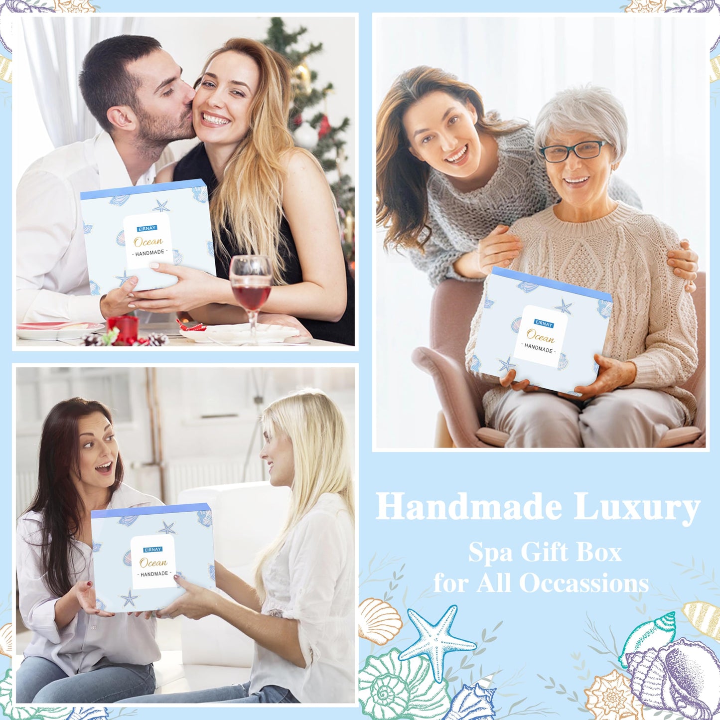 Gifts for Women, Birthday Gifts for Women, 12Pcs Ocean Relaxing Spa Gifts Basket, Bath and Body Gifts Set, Self Care Package for Mom, Wife, Girlfriend, Sister, Female Friends