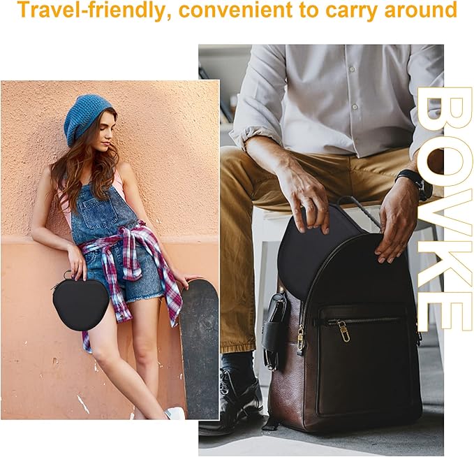 BOVKE Hard Carrying Case with Sleep Mode for Apple AirPods Max Wireless Over-Ear Headphones, AirPods Max Protective Portable Storage Bag with Mesh Pocket for Headphone Accessories, Black