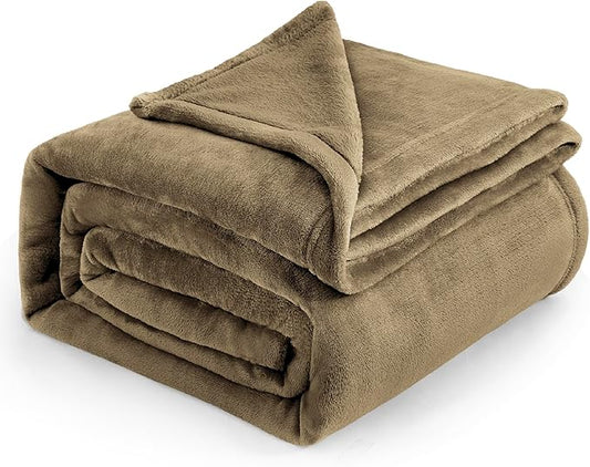 Bedsure GentleSoft Fleece Blankets Queen Size Camel - Bed Blanket Soft Lightweight Plush Fuzzy Cozy Luxury Microfiber, 90x90 inches