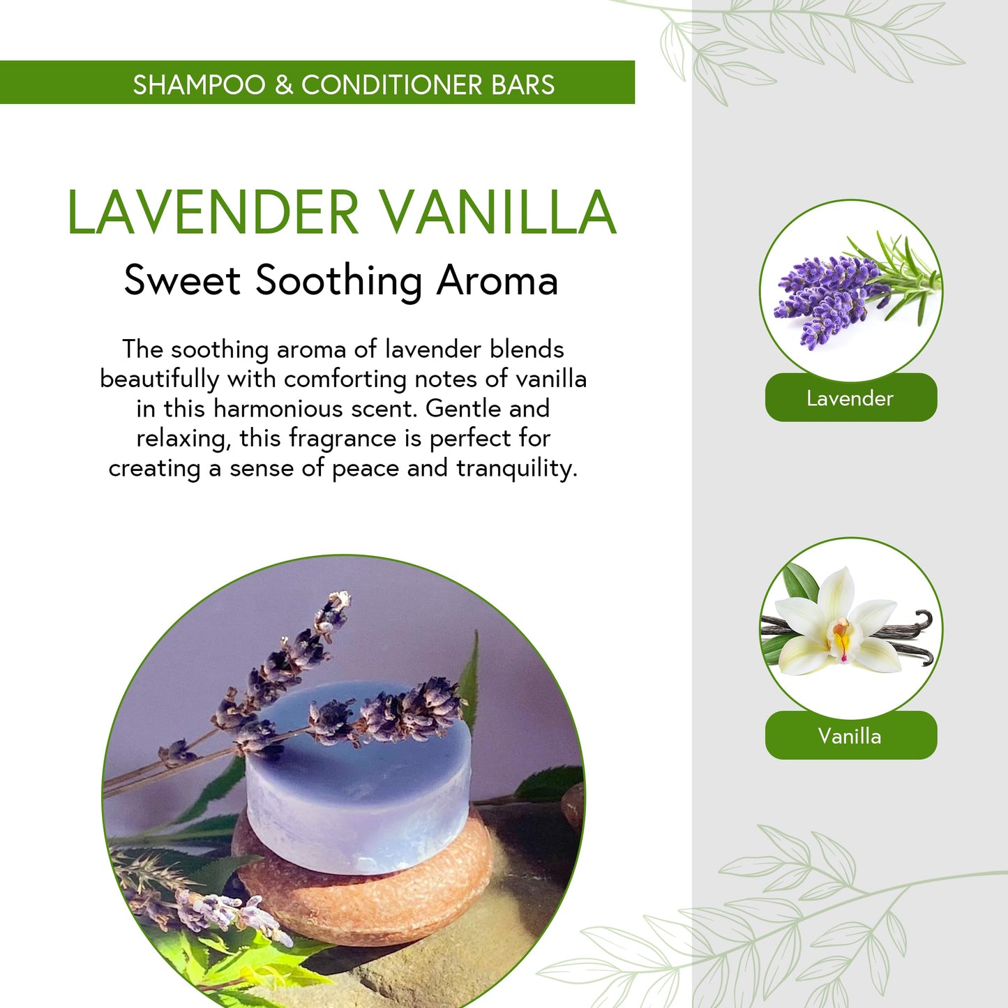 Honeybee Gardens Conditioner Bar, Lavender Vanilla, Eco-Friendly, Nourishing, For All Hair Types, 2.3 oz