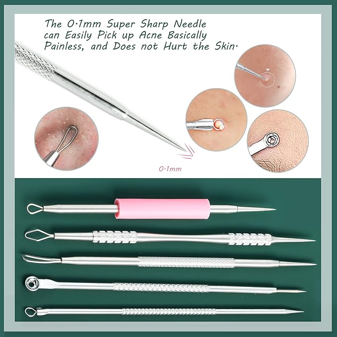 Blackhead Remover Tools, 2025 Latest 16 PCS Pimple Popper Tool Kit, Acne Blackhead Tools for Blemish, 410 Premium Professional Stainless Acne Pimple Extractor Tool with Metal Box