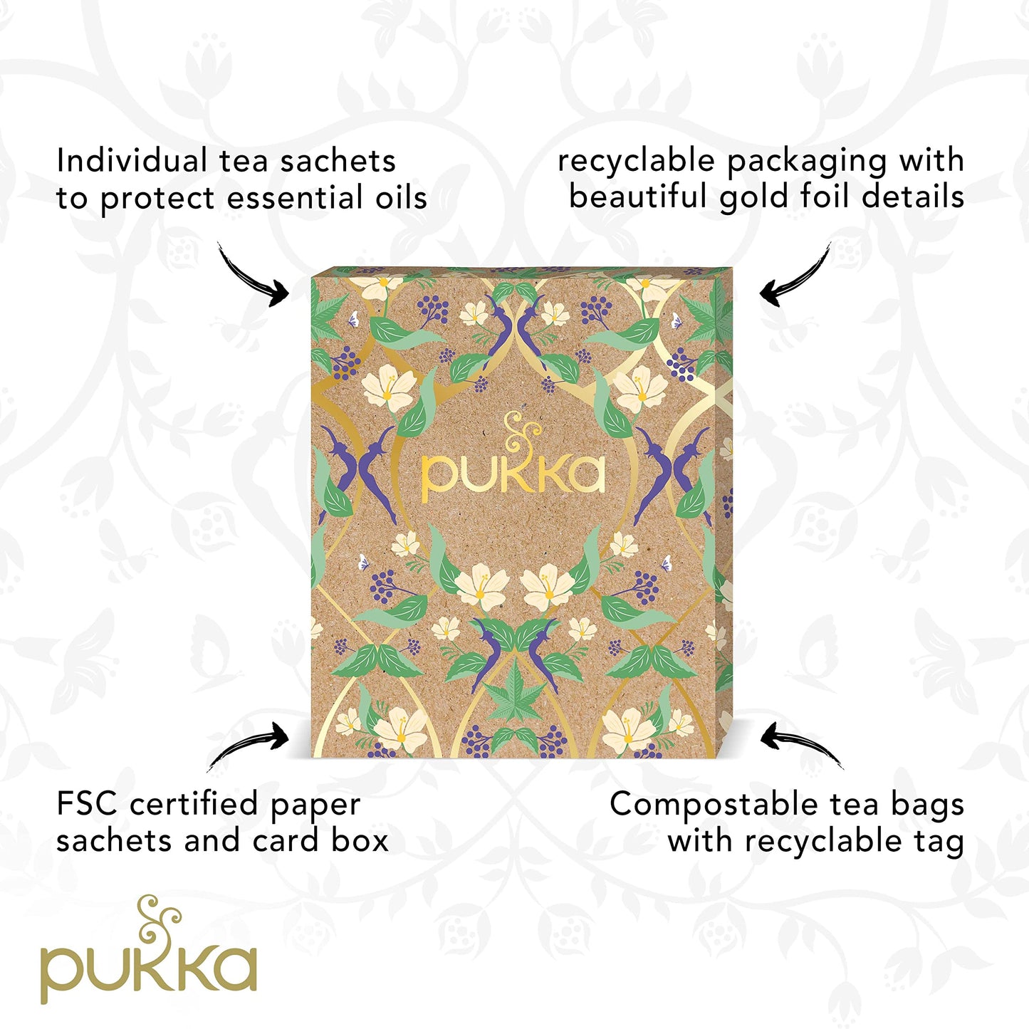 Pukka Organic Tea Bags, Relax Selection Box Herbal Tea, 45 Tea Bags