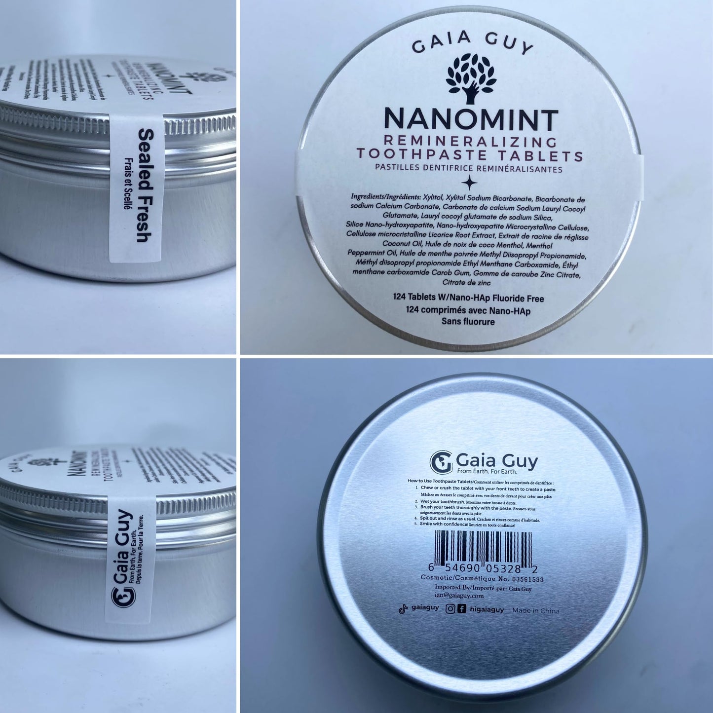 NanoMint | Remineralizing Toothpaste Tablets | Nano Hydroxyapatite Fluoride Free | 124 Toothpaste Tabs | Eco Friendly, Travel Mouthwash Tablets | Freshens Breath & Strengthens Tooth Enamel