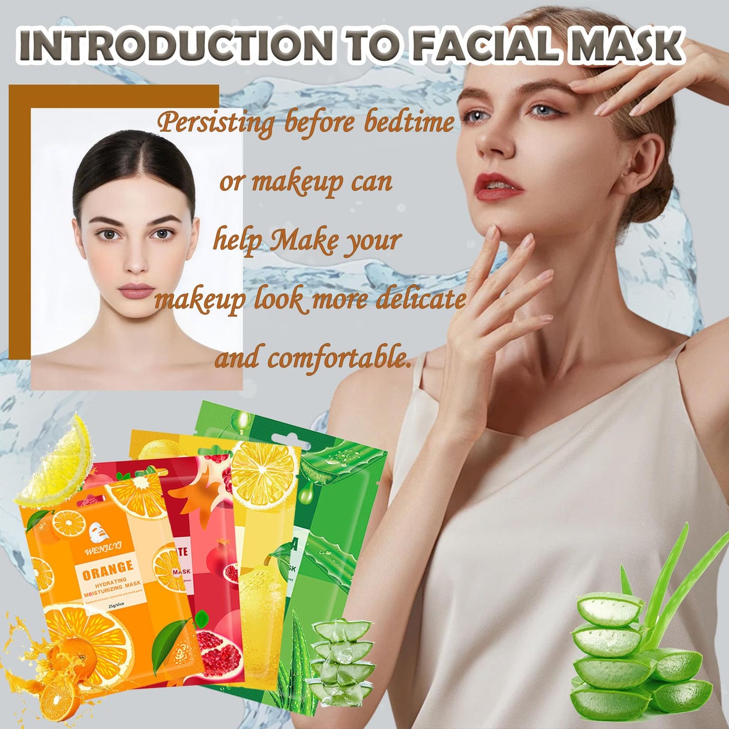 WENJLYJ 10 Combo Face Sheet Masks Skincare Set,Moisturizing Face Mask Skin Care Kit,Hydrating Facial Mask Gift Set for Women,Mom,Men,Wife & Girlfriends