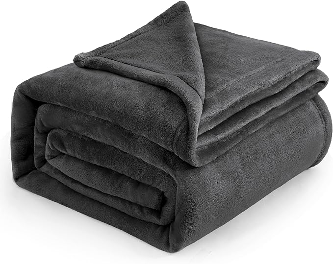 Bedsure GentleSoft Fleece Blankets King Size Dark Grey - Bed Blanket Soft Lightweight Plush Cozy Fuzzy Luxury Microfiber, 108x90 inches